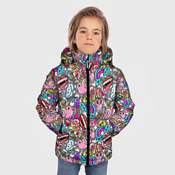 Куртка зимняя для мальчика Сумасшедший стикербомб, цвет: 3D-черный — фото 2