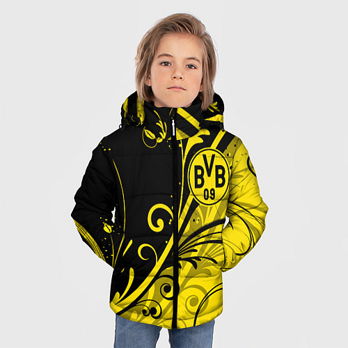 Зимняя куртка для мальчика ФК БОРУССИЯ FC BORUSSIA / 3D-Светло-серый – фото 3