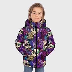 Куртка зимняя для мальчика Психоделика - черепа и грибы, цвет: 3D-черный — фото 2