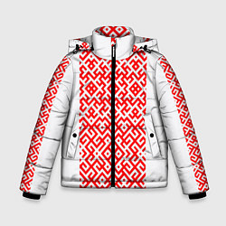 Куртка зимняя для мальчика Славянские узоры, цвет: 3D-черный