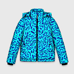 Куртка зимняя для мальчика Неоновые синие узоры, цвет: 3D-черный