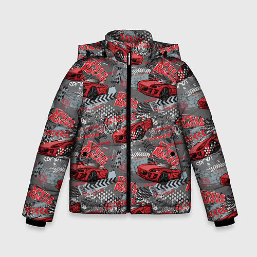 Зимняя куртка для мальчика Гоночная машина / 3D-Черный – фото 1