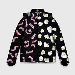 Куртка зимняя для мальчика Яичница с беконом, цвет: 3D-черный
