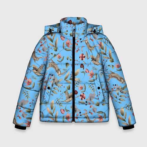 Зимняя куртка для мальчика Кролик и Синичка / 3D-Черный – фото 1