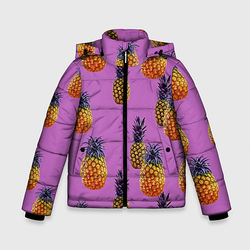 Зимняя куртка для мальчика Ананасы / 3D-Черный – фото 1