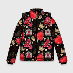Куртка зимняя для мальчика Корона и розы, цвет: 3D-красный