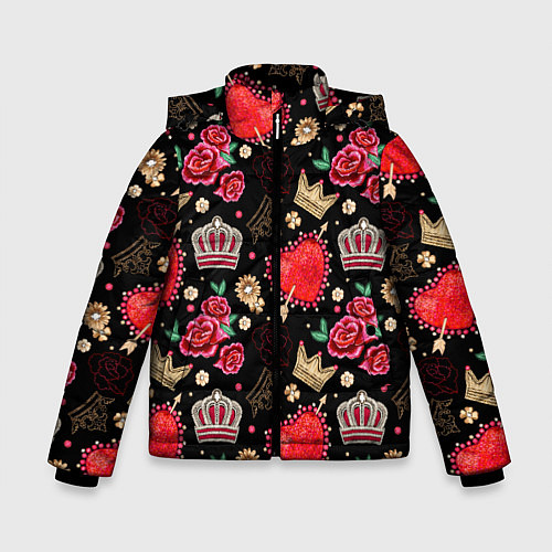 Зимняя куртка для мальчика Корона и розы / 3D-Черный – фото 1