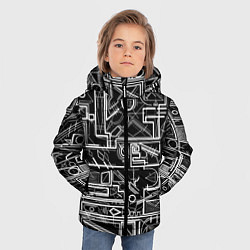 Куртка зимняя для мальчика Белые абстрактные линии, цвет: 3D-черный — фото 2