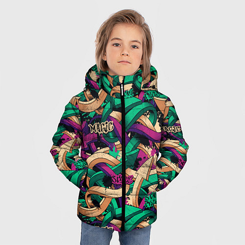 Зимняя куртка для мальчика Граффити стрелы / 3D-Светло-серый – фото 3