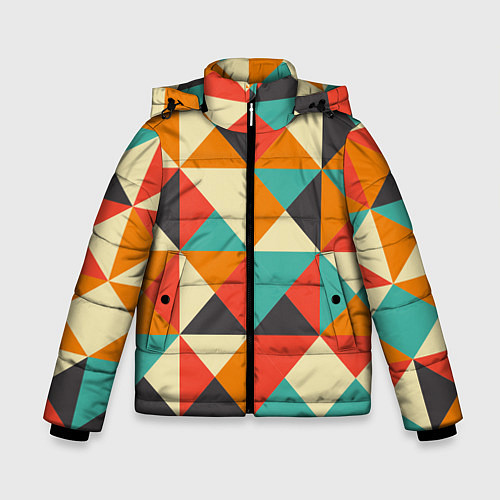 Зимняя куртка для мальчика Треугольники / 3D-Черный – фото 1