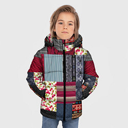 Куртка зимняя для мальчика Деревенский стиль Пэчворк, цвет: 3D-черный — фото 2