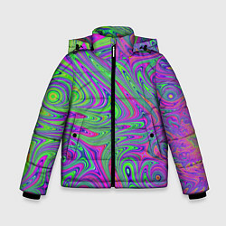 Куртка зимняя для мальчика Неоновый абстрактный узор, цвет: 3D-черный