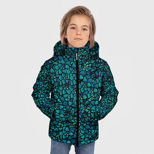 Зимняя куртка для мальчика Цветы 2 / 3D-Светло-серый – фото 3