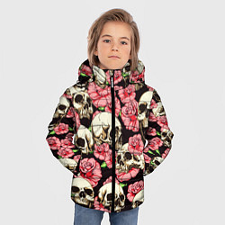 Куртка зимняя для мальчика Черепа и цветы, цвет: 3D-черный — фото 2