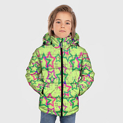 Куртка зимняя для мальчика Зеленый узор Звезды, цвет: 3D-черный — фото 2