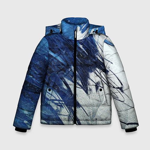 Зимняя куртка для мальчика Серо-синее абстрактное / 3D-Черный – фото 1