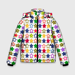 Куртка зимняя для мальчика Разноцветные звездочки, цвет: 3D-светло-серый