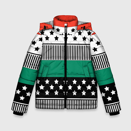 Зимняя куртка для мальчика Полосатый звездный узор / 3D-Черный – фото 1