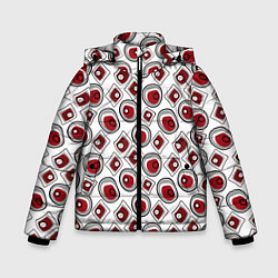 Куртка зимняя для мальчика Красно черный узор на белом, цвет: 3D-черный