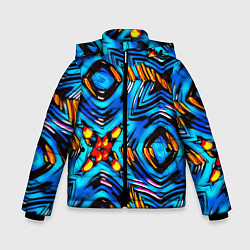 Куртка зимняя для мальчика Желто-синий абстрактный узор, цвет: 3D-черный