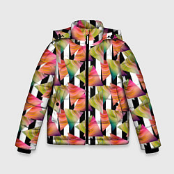 Куртка зимняя для мальчика Абстрактный полосатый узор, цвет: 3D-черный