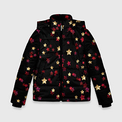 Куртка зимняя для мальчика Блестящие звезды на черном, цвет: 3D-черный
