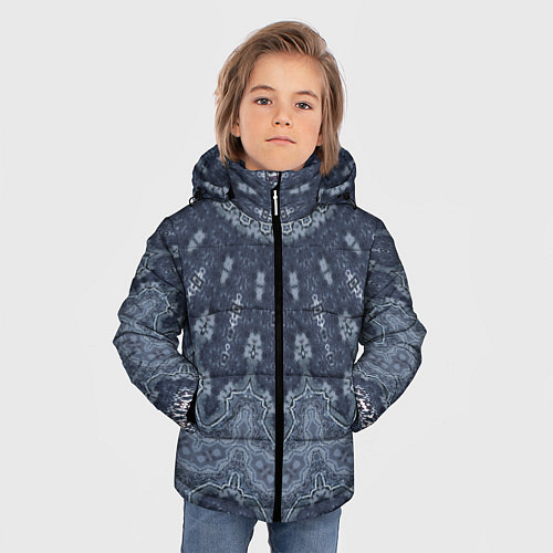 Зимняя куртка для мальчика Серый восточный орнамент мандала / 3D-Красный – фото 3