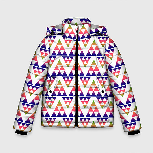 Зимняя куртка для мальчика Геометрический узор в виде треугольников / 3D-Светло-серый – фото 1