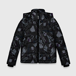 Куртка зимняя для мальчика Темный серый узор мемфис, цвет: 3D-черный