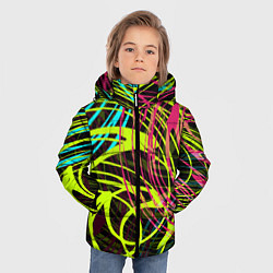 Куртка зимняя для мальчика Разноцветные спирали, цвет: 3D-черный — фото 2