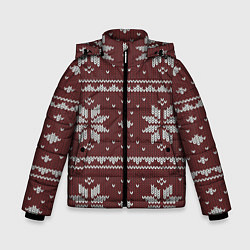 Куртка зимняя для мальчика Вязаный рисунок, цвет: 3D-светло-серый