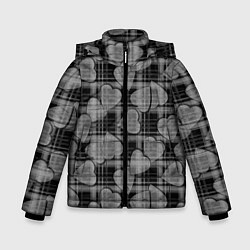 Куртка зимняя для мальчика Черно-серый клетчатый узор, цвет: 3D-красный