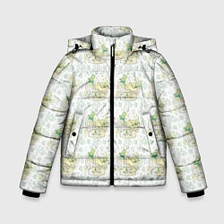 Куртка зимняя для мальчика Канарейки в клетках, цвет: 3D-черный