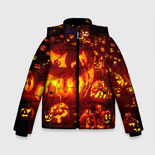 Зимняя куртка для мальчика Тыквы на Хэллоуин / 3D-Черный – фото 1