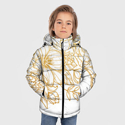 Куртка зимняя для мальчика Золотые цветы на белом, цвет: 3D-черный — фото 2