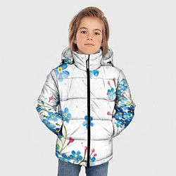 Куртка зимняя для мальчика Букет голубых цветов, цвет: 3D-черный — фото 2