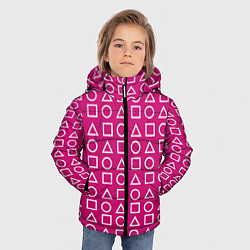 Куртка зимняя для мальчика Игра в кальмара: Фигуры, цвет: 3D-светло-серый — фото 2