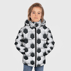 Куртка зимняя для мальчика Текстура футбольного мяча, цвет: 3D-светло-серый — фото 2