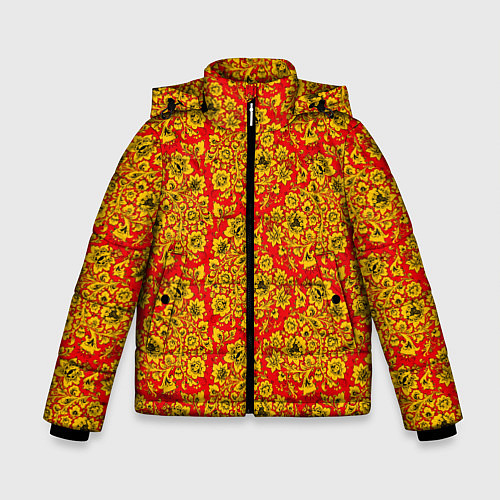 Зимняя куртка для мальчика Хохломские узоры / 3D-Черный – фото 1