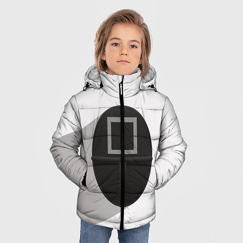 Зимняя куртка для мальчика Игра в кальмара: Маска квадрат / 3D-Красный – фото 3