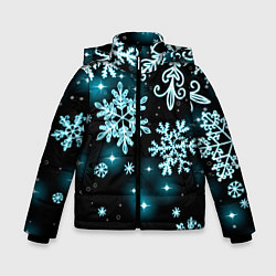 Куртка зимняя для мальчика Космические снежинки, цвет: 3D-черный