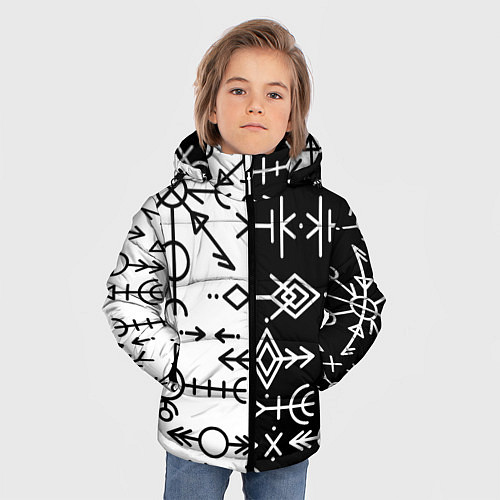 Зимняя куртка для мальчика ДРЕВНИЕ СЛАВЯНСКИЕ РУНЫ / 3D-Светло-серый – фото 3