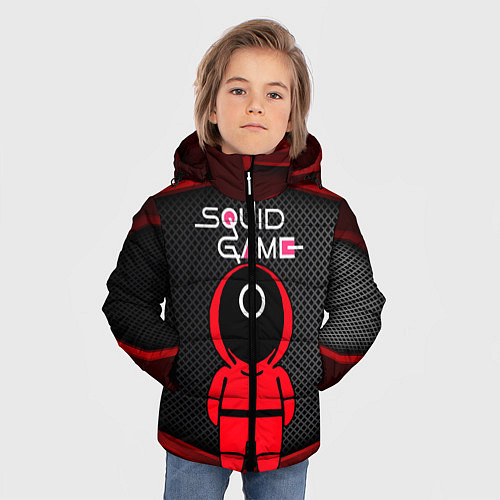 Зимняя куртка для мальчика Игра в кальмара - 3D плиты / 3D-Светло-серый – фото 3