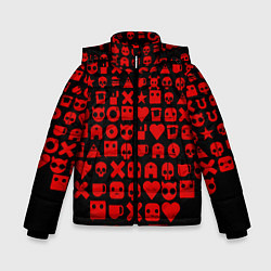 Куртка зимняя для мальчика Любовь, смерть и роботы пиктограммы, цвет: 3D-черный