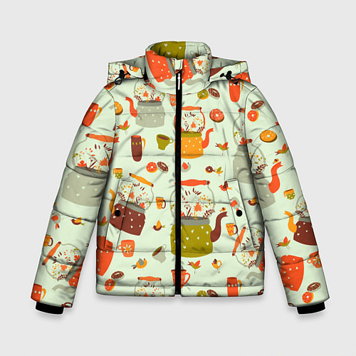 Зимняя куртка для мальчика Осенние чаепитие / 3D-Черный – фото 1