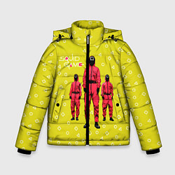 Куртка зимняя для мальчика Игра в кальмара Рабочие, цвет: 3D-черный