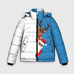 Куртка зимняя для мальчика Крутые Санта и Олень, цвет: 3D-черный
