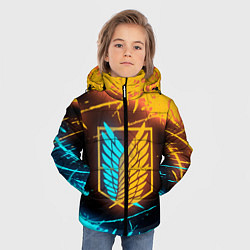 Куртка зимняя для мальчика Атака Титанов: Подсветка Неона, цвет: 3D-красный — фото 2