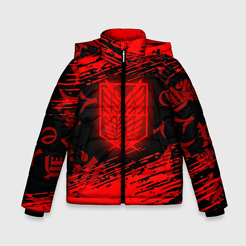 Зимняя куртка для мальчика Атака Титанов: Паттерн / 3D-Черный – фото 1