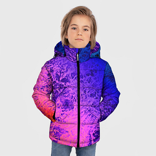 Зимняя куртка для мальчика Абстрактный пурпурно-синий / 3D-Красный – фото 3